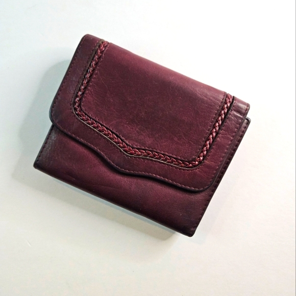 Vintage Burgundy Rolfs Cowhide Wallet. Trifold And Coin Purse - Picture 1 of 8
